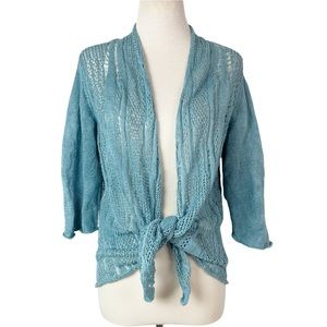 EILEEN FISHER open knit linen blend cardigan Large